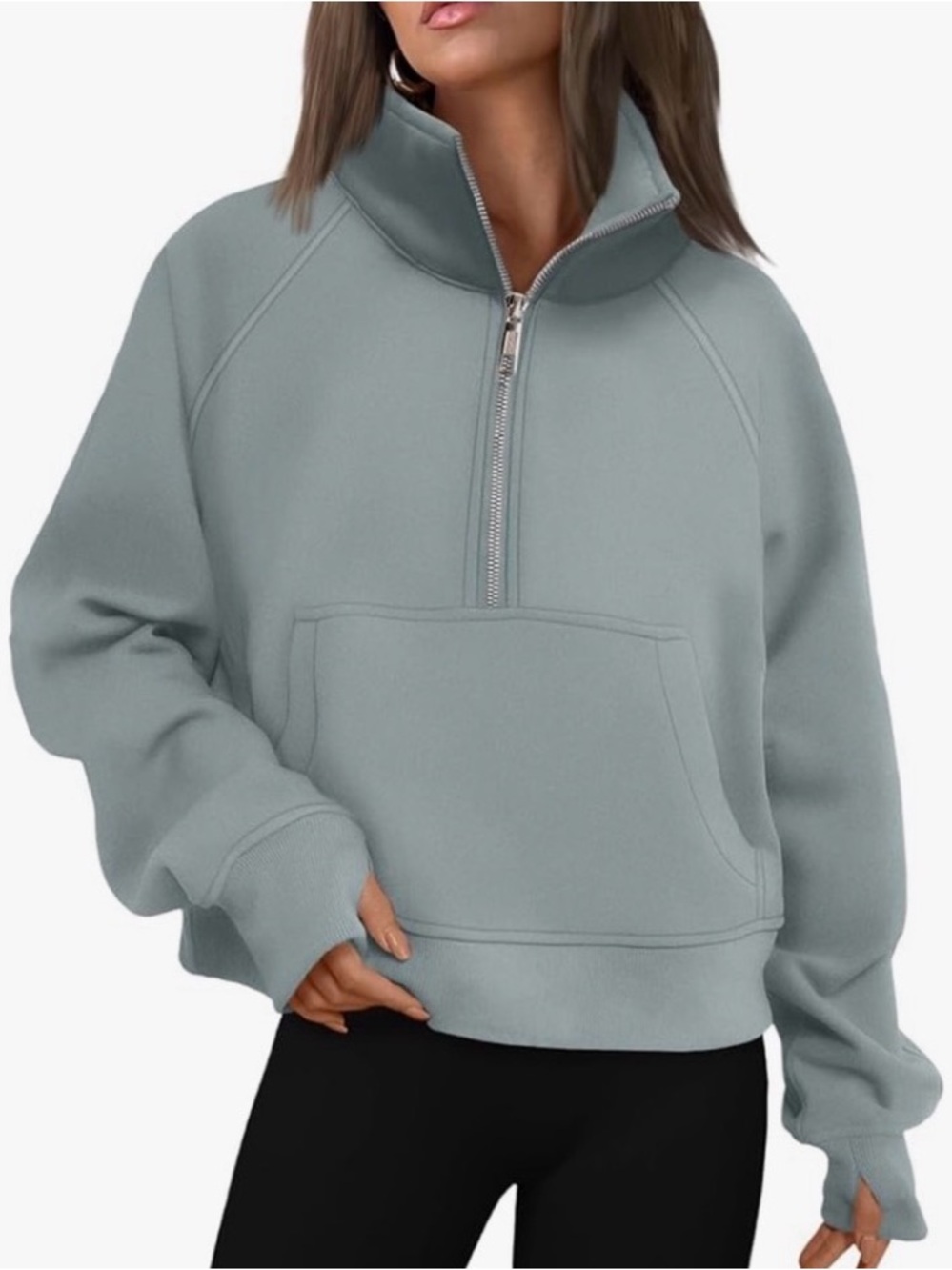 Automet Crop Half Zip Hoodie Sweatshirt